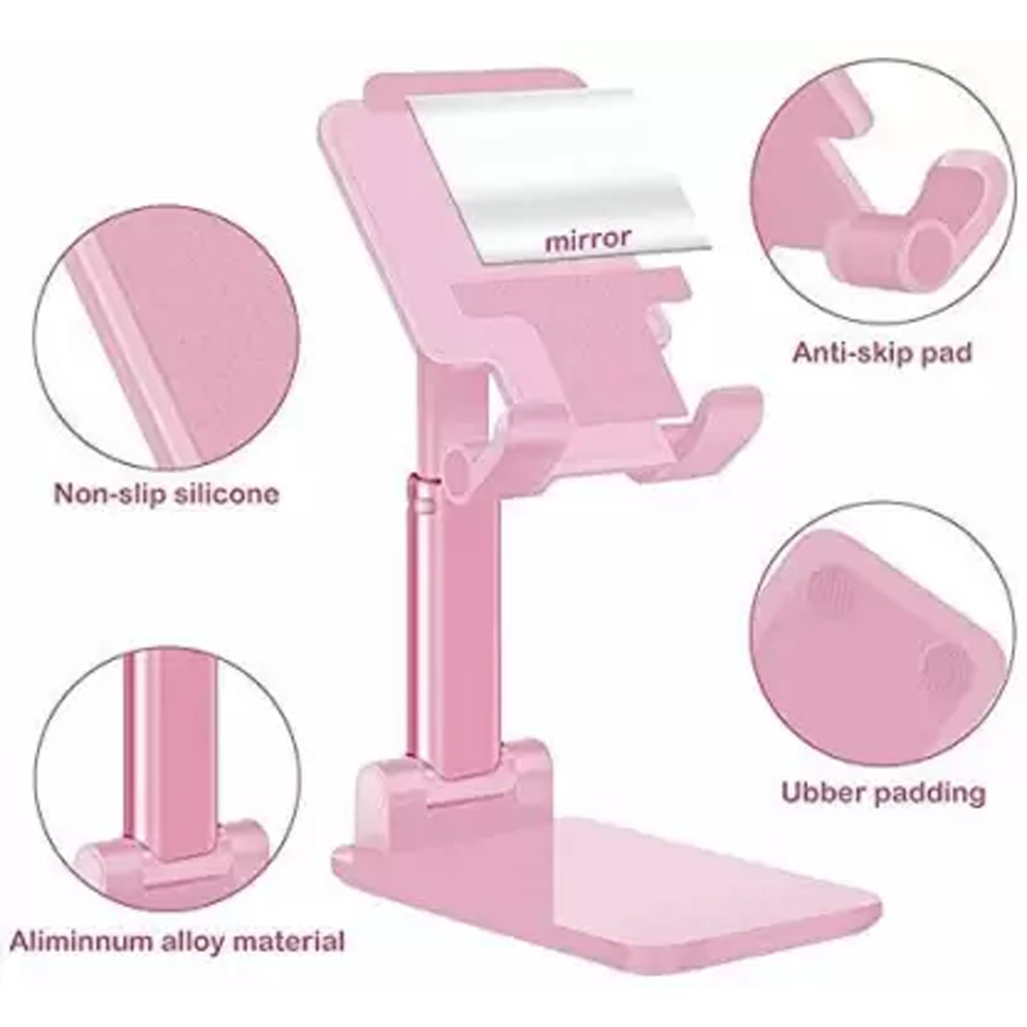 6636 Desktop Cell Phone Stand Phone Holder with mirror Full 3-Way Adjustable Phone Stand for Desk Height + Angles Perfect As Desk Organizers and Accessories. DeoDap 6636 Desktop Cell Phone Stand Phone Holder with mirror Full 3-Way Adjustable Phone Stand for Desk Height + Angles Perfect As Desk Organizers and Accessories. DeoDap